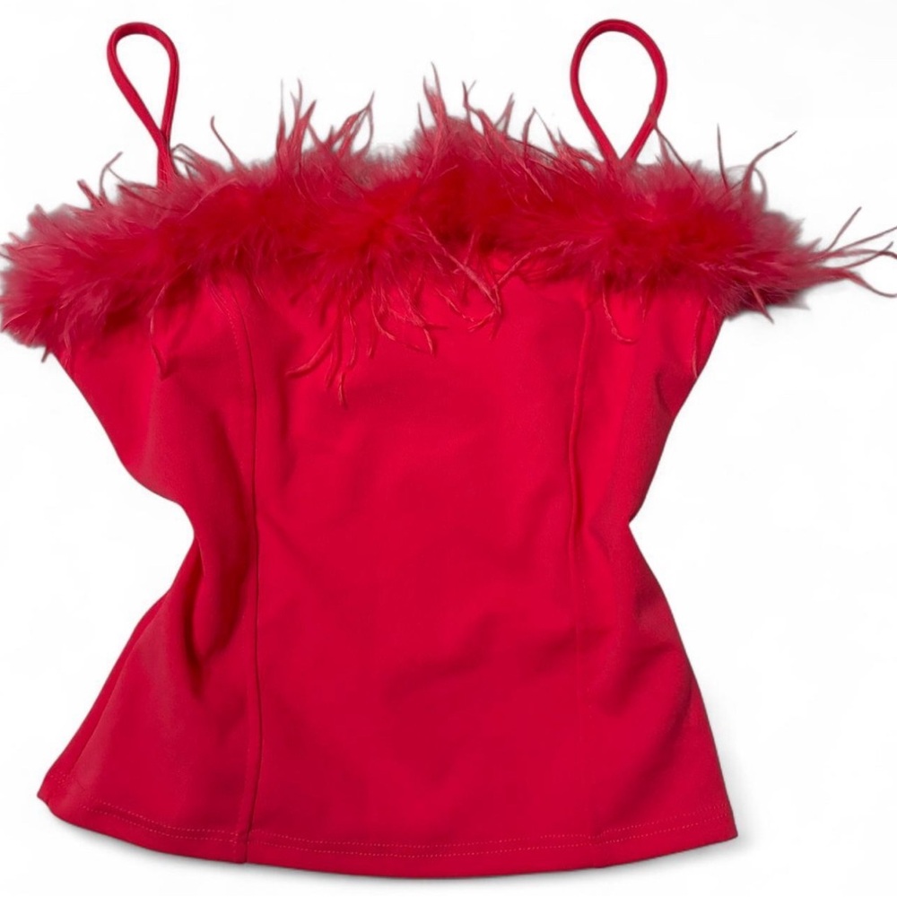 Elegant Pink Feather Trim Top

NEW WITH TAGS!!